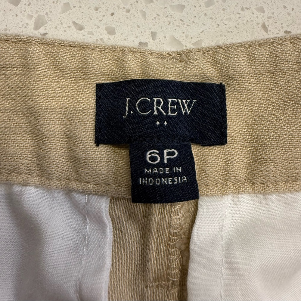 J Crew Cropped Pants Womens 6 Petite Tan Khaki Cotton Patch Pocket - Picture 2 of 9